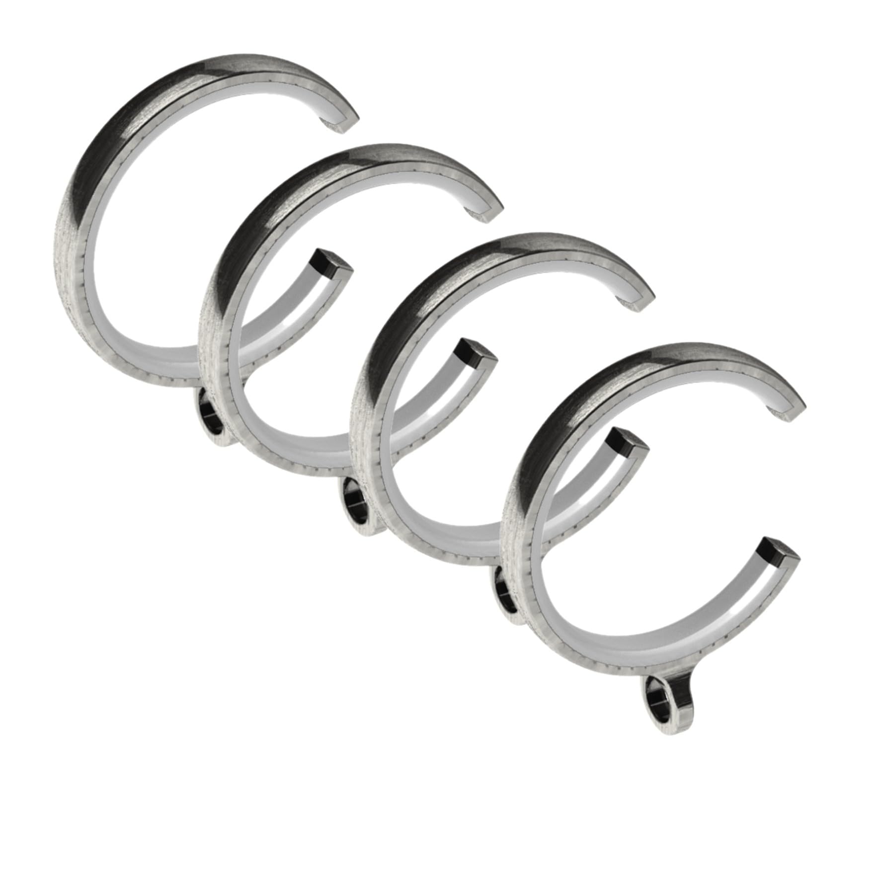 Swish Satin Steel Design Studio 35Mm Bay Window Pole, Passover Rings Pack Of 4 (Satin Steel)