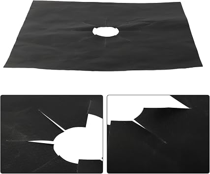 Nonstick Gas Stove Mat High Temperature Fiberglass Protector Kitchen Cooktop 27x27cm Beige Reusable