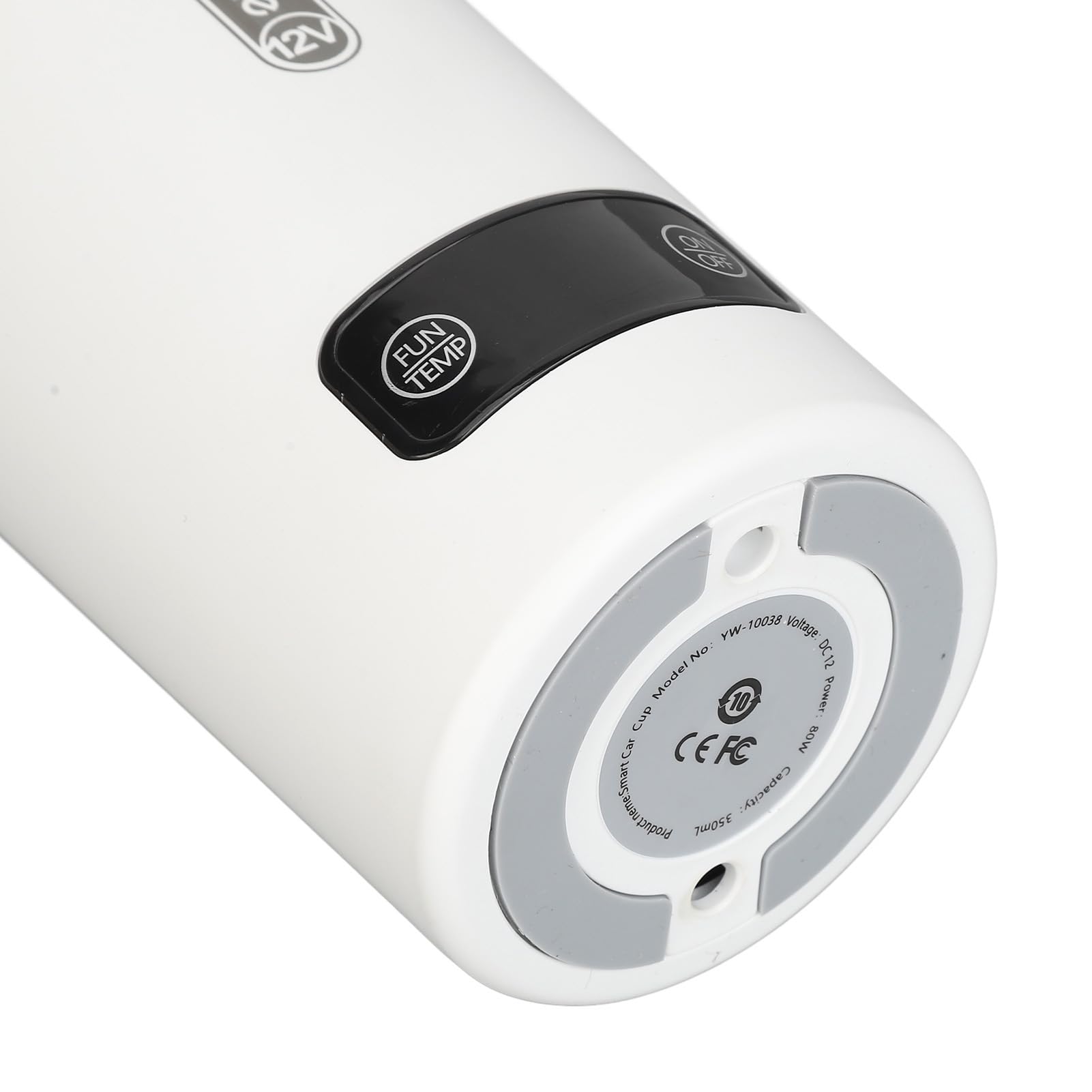 Taza Calefactora para Coche, Hervidor Eléctrico Portátil a Prueba de Fugas con 4 Ajustes de Temperatura para Coches Pequeños, Color Blanco, 350ml