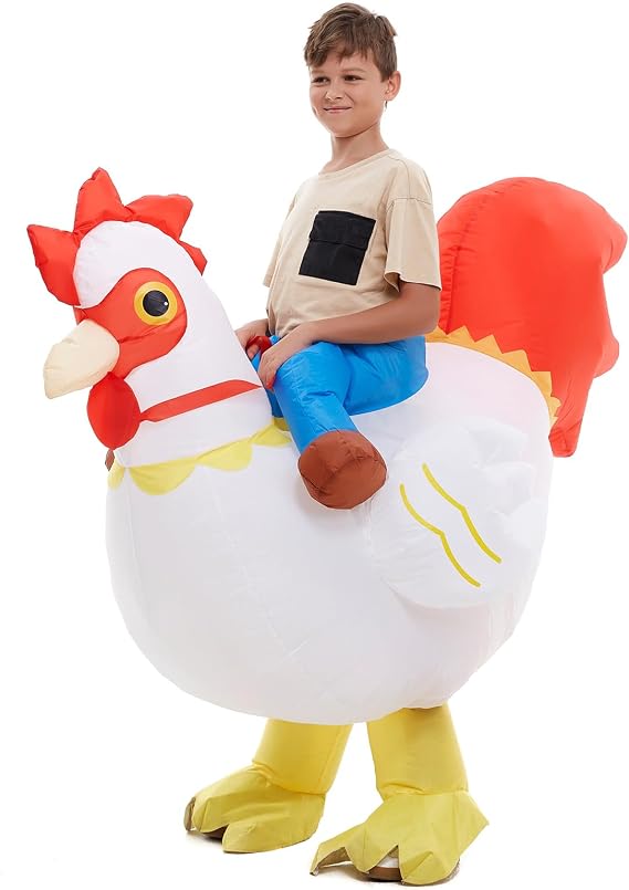 Inflatable Child Chicken Rider Costume Boys Girls