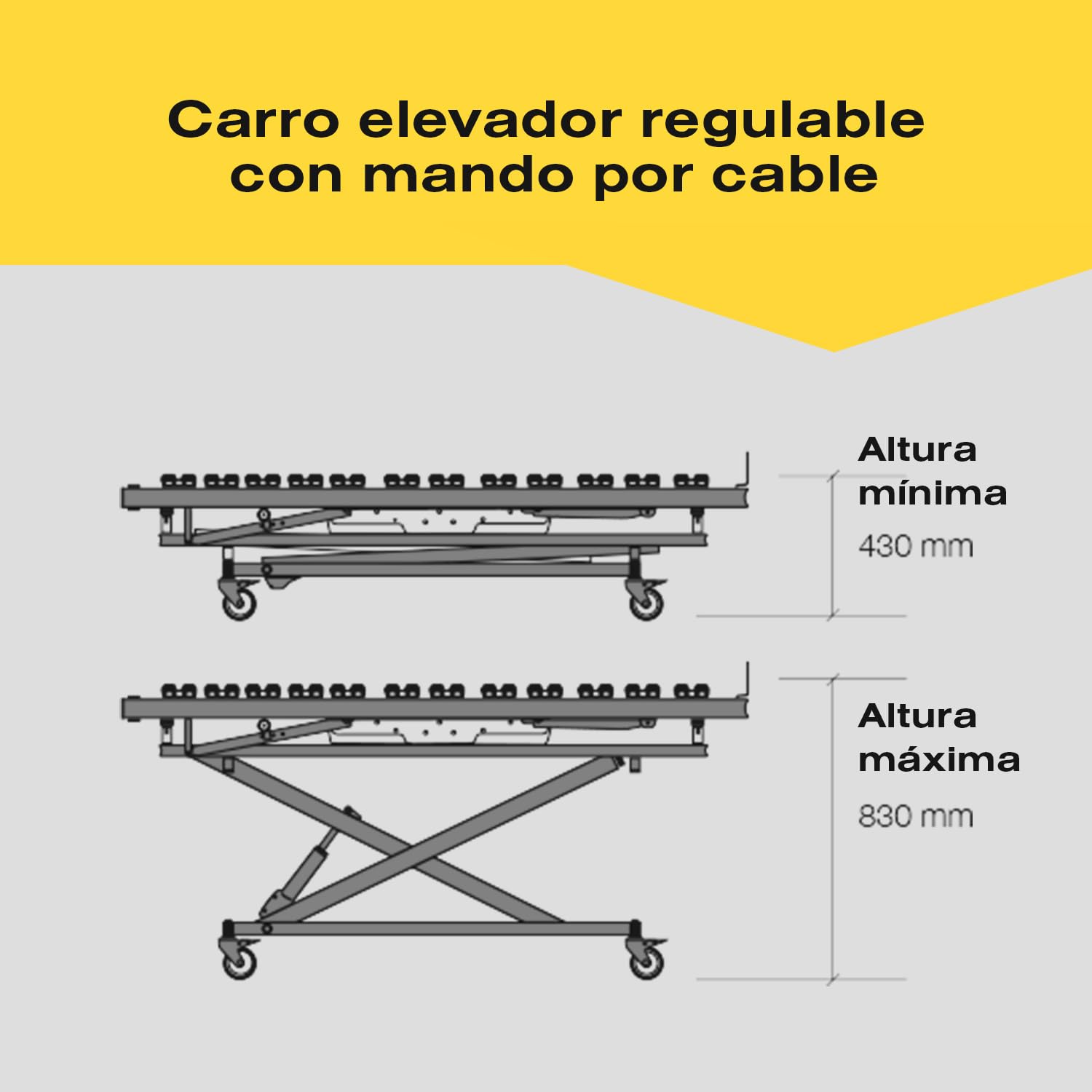 Ferlex - Cama articulada eléctrica con Carro Elevador | Somier articulado de 4 Planos | Altura Regulable 43-83 cm (105x190 cm)
