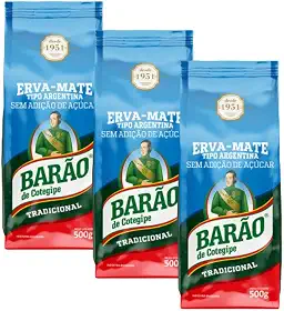 Kit Com 3 Erva Mate Tipo Argentina Export Chimarrão Barão de Cotegipe 1,5 kg