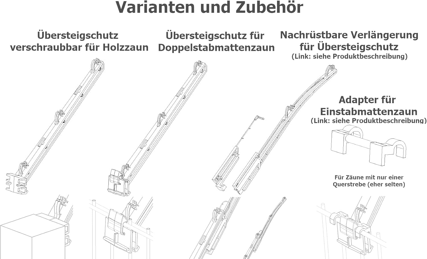 10x Übersteigschutz DOPPELSTABMATTENZAUN Isolator Katzenstopp Zaunerhöhung Überkletterschutz für den Stabmattenzaun Doppelstabmatten Gitterstabmattenzaun Gartenzaun Weidezaun Zaun Zäune