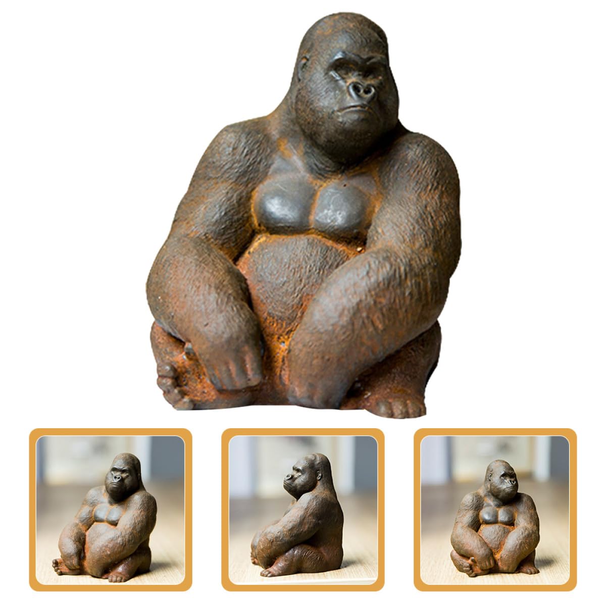 NUOBESTY Eiserne Miniatur Gorilla Statue Vintage Tierfigur aus Robustem Eisen Kreative Deko für Wohnzimmer Büro und Sammler Stabile Tischskulptur mit Rustikalem Charme