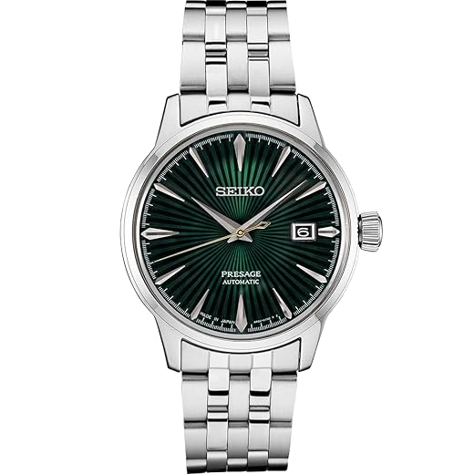 SEIKO Relógio automático masculino – Coleção Presage – com calendário de data – Resistente à água até 50 m, Verde - SRPE15, 40.5 mm, Corda automática