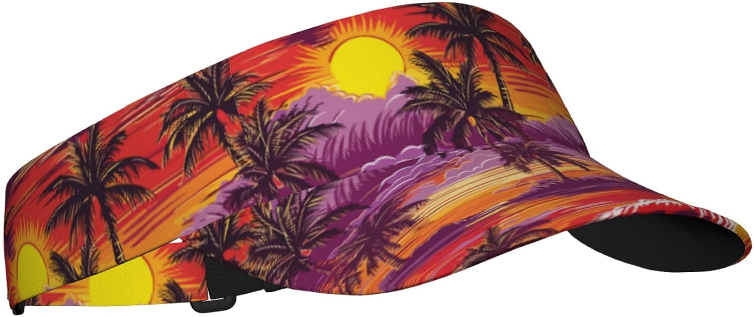 Hawaii Tropical Palm Sports Sun Visor Hat Men Women Adjustable Hats Empty Top Cap for Running Tennis Golf