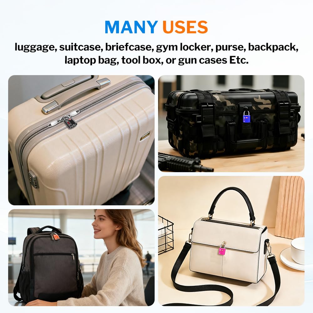 TSA Approved Luggage Locks, Ultra-Secure Dimple Key Travel Locks with Zinc Alloy Body