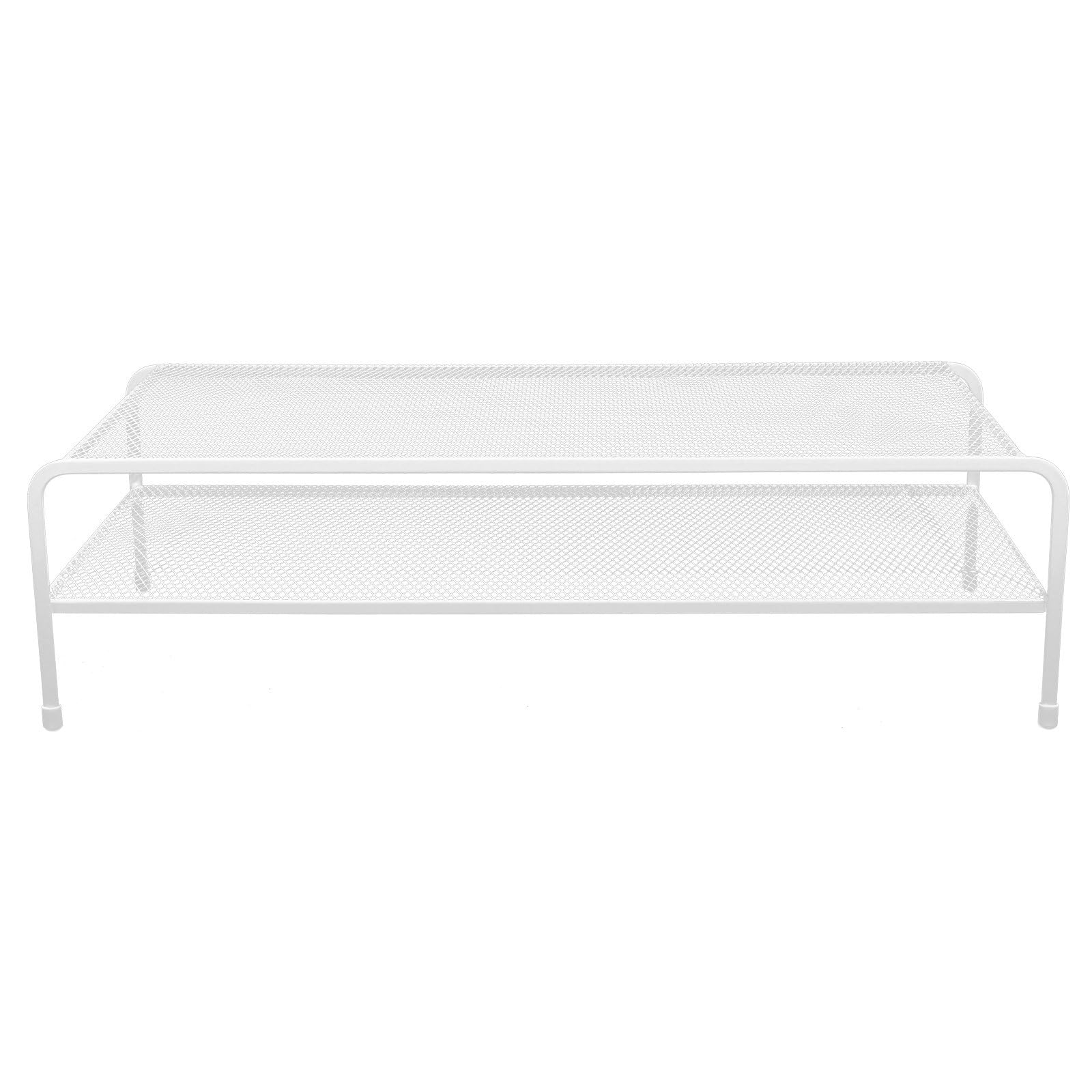 Support d'écran blanc double étagère pour votre espace bureau et école