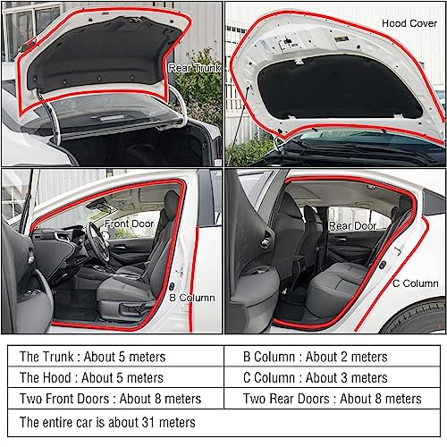 Autoxbert 16M/52Ft Auto Car Door Trunk Seal Strip L-Shape Weather Strip Rubber Edge Moulding Trim Noise Control Sound Insolation Weatherstrip Sealant Tool Accessories #TOP3
