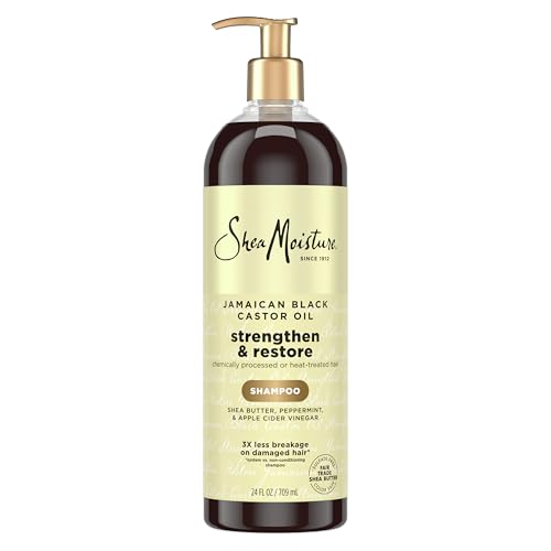 SheaMoisture Strengthen and Restore Shampoo Jamaican Black Castor Oil for Damaged Hair Sulfate-Free 24 oz