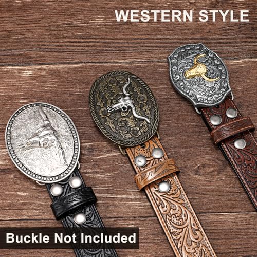 SANSTHS 3 Pack Western Belts for Men Woman without Buckle, Cowgirl Cowboy Belt for Buckle Western Leather Belt for Jeans4