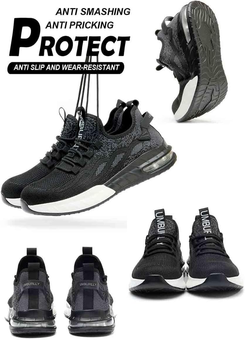 Work Safety Shoes for Men and Women, Anti-Smash and Anti-Puncture Labour Insurance Shoes, Air Cushion Steel-Toed Footwear, Breathable and Lightweight Adventure Protection Sneakers
