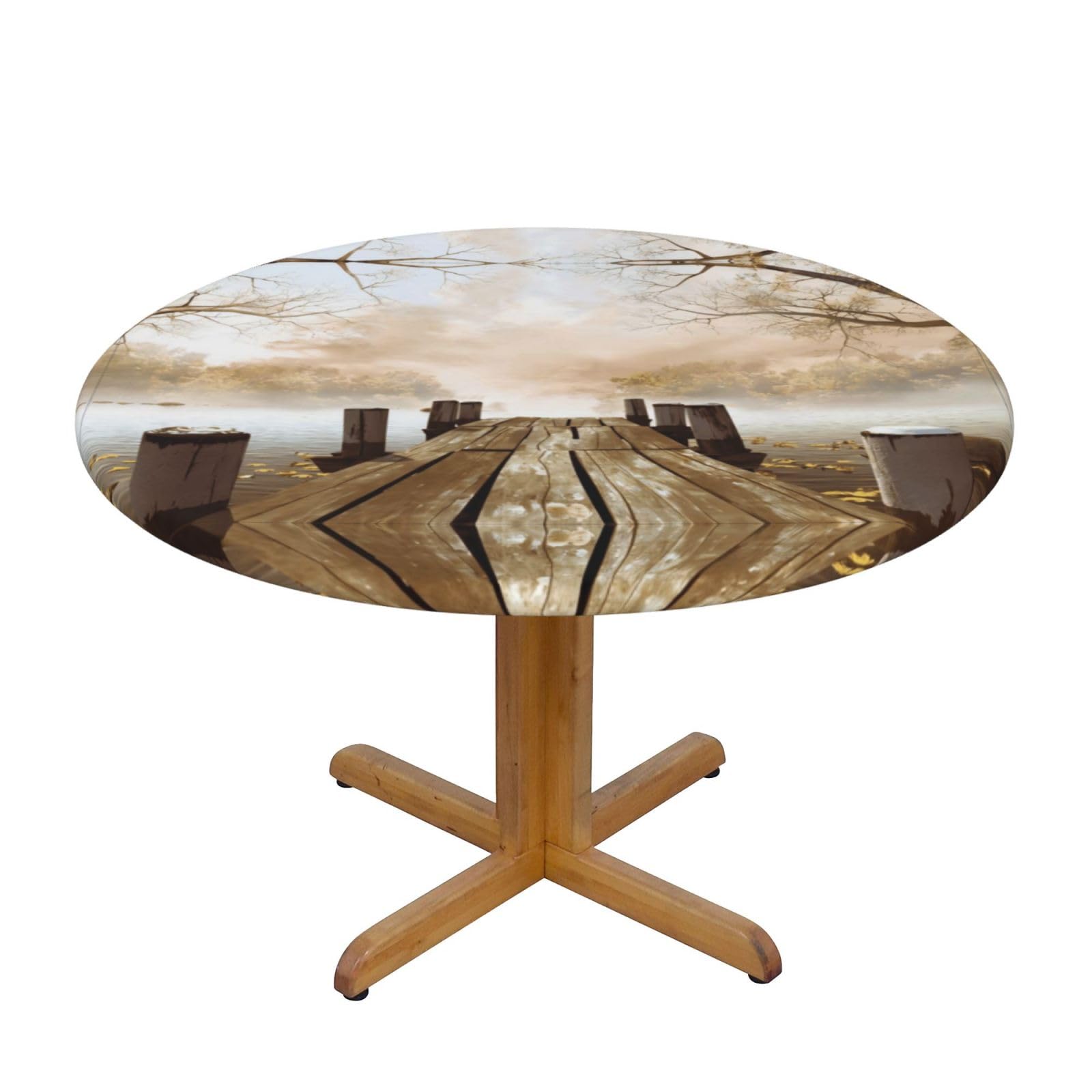 ZQYTGFDC Lake House S Decorative Round Tablecloth Waterproof Anti Stain Oil Proof Size for 40 50 inch