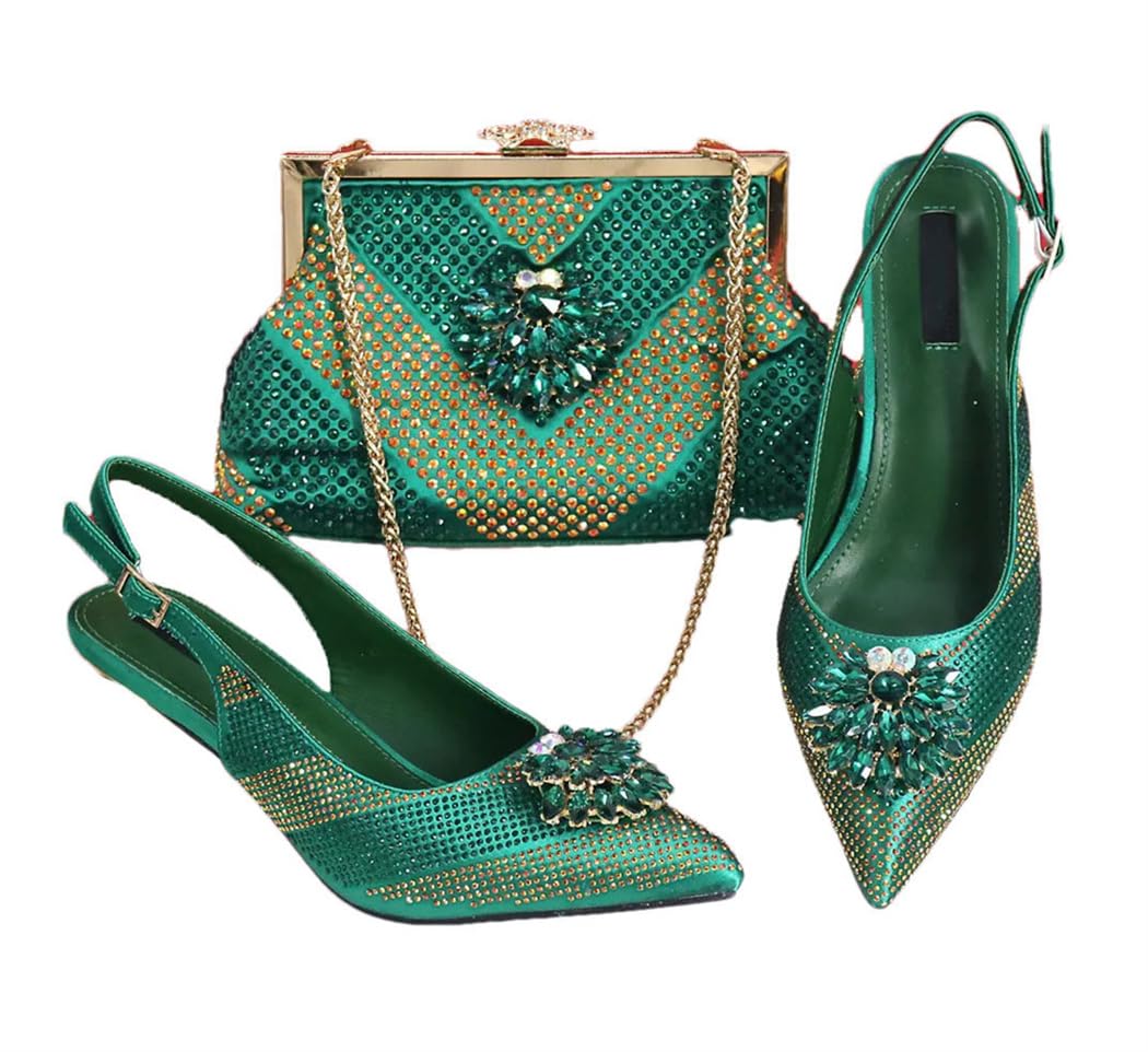Ensemble chaussures et sac strass scintillants avec bout pointu - 8