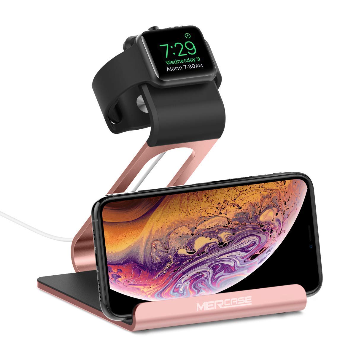 Apple Watch Stand, Mercase Phone Charging Station iWatch Cradle Night Mode Charge Holder for Apple Watch Series 1/Series 2 (42mm 38mm) iPhone 7 7plus 6S 6plus Samsung and iPad, iPod, Tablet-Space Grey