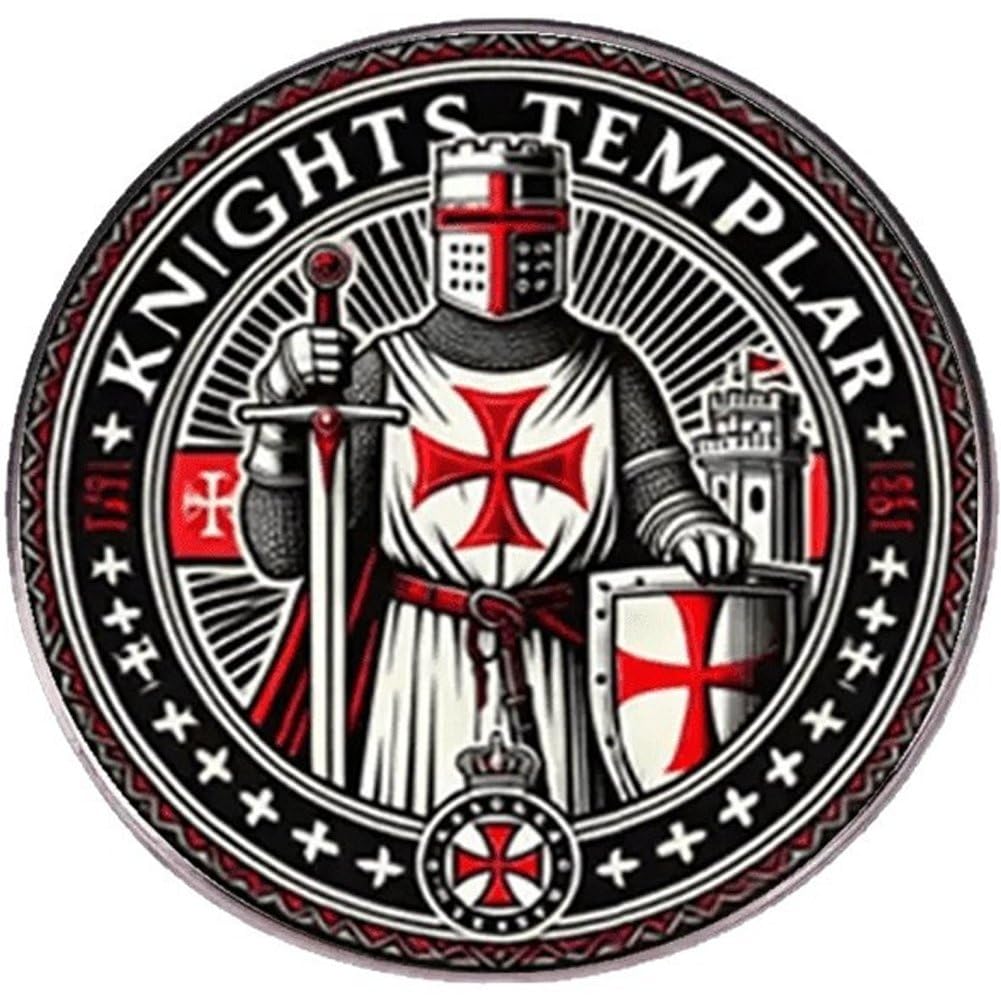 Hrippy Knights Templar Red Cross Brooch Retro Knight Badge Decorative Pin Templar Cross Metal Lapel Pin for Suits Coats