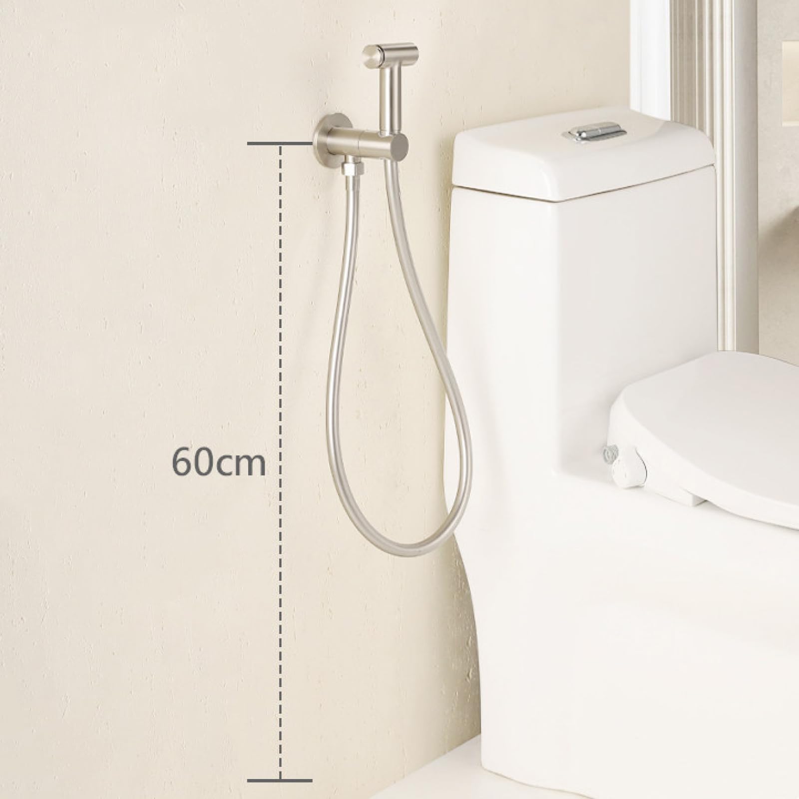 Kit De Rociador De Bidé Latón Ducha Bidet WC con Manguera Ducha Higienica Portatil Montaje En Pared Orificio Único,Níquel Cepillado