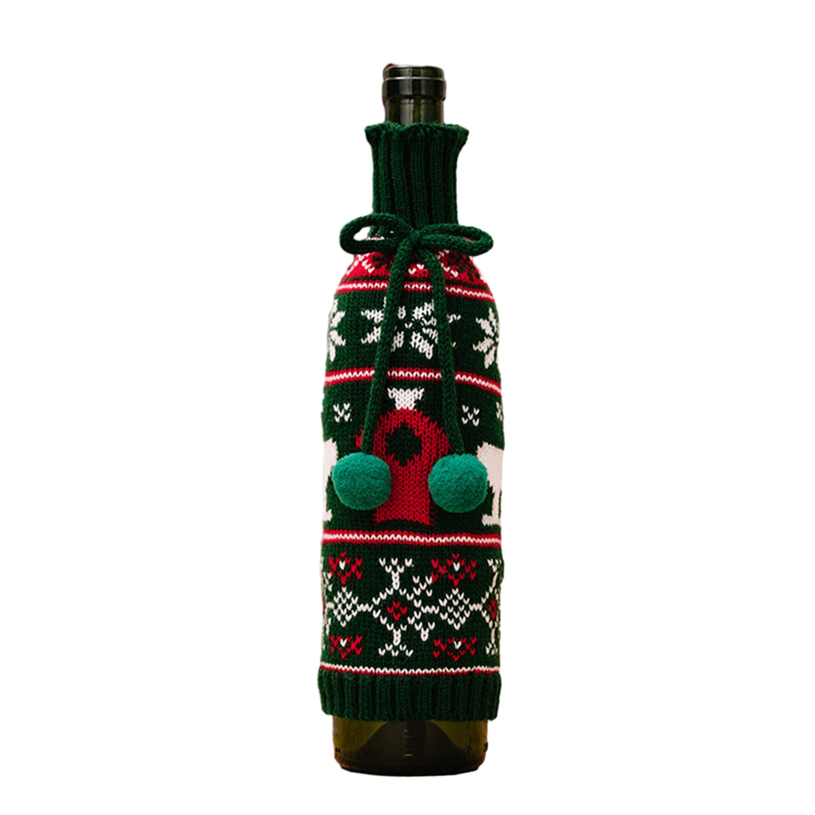 Tsophreniq Christmas Wine Bottle Cover Flexible Sweater Tableware for Holiday Decoration Washable Wine Bottle Cover