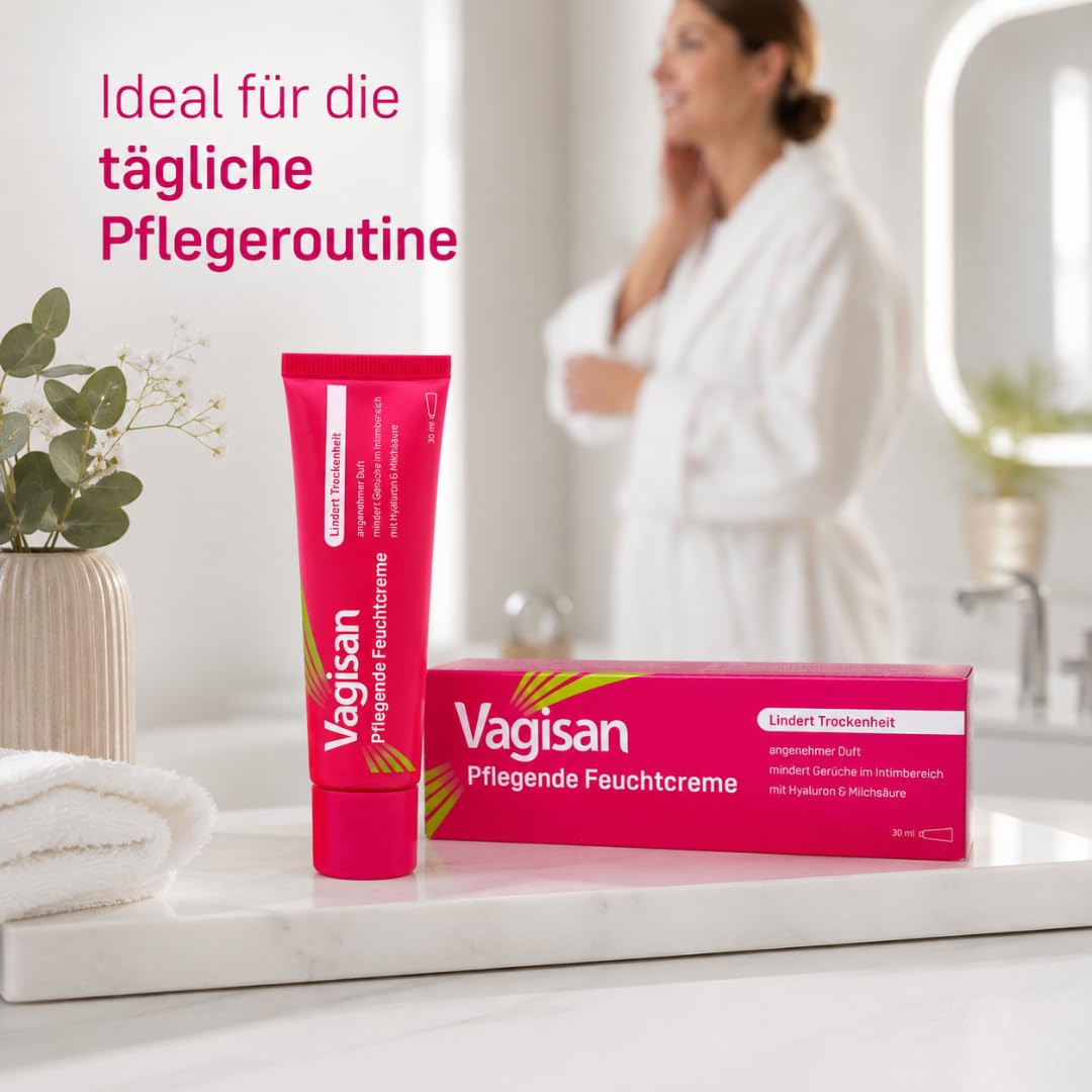 Vagisan Pflegende Feuchtcreme 30 ml, mit Pharma Perle Duschgel (3x) | Pflegende Intimcreme mit Hyaluron, Milchsäure, Squalan und Haferextrakt für die äußere Intimhaut