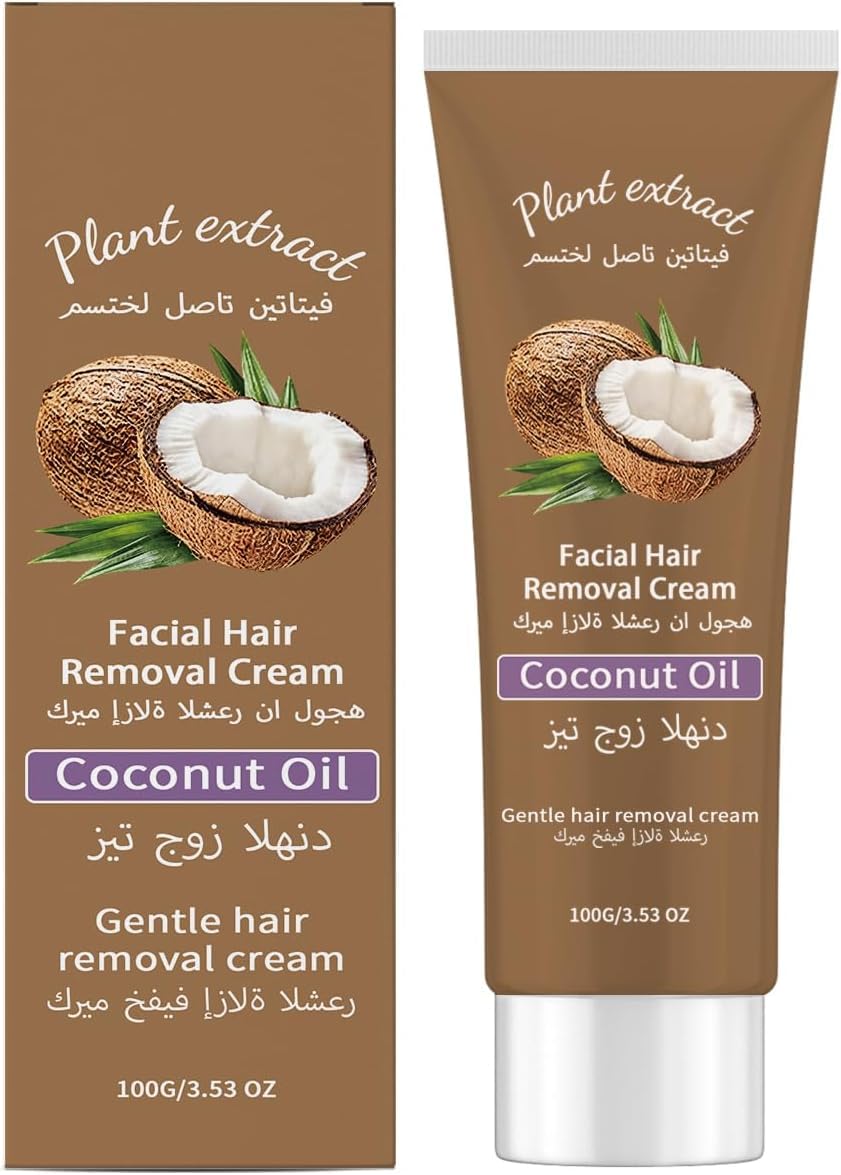 Coconut Oil Facial Hair Removal Cream 100g | Gentle Cream for Women | Plant Extract Formula for Upper Lip, Chin & Cheeks | Smooth Skin Hair Removal Cream for Sensitive Skin, Pack Of_1-image-21