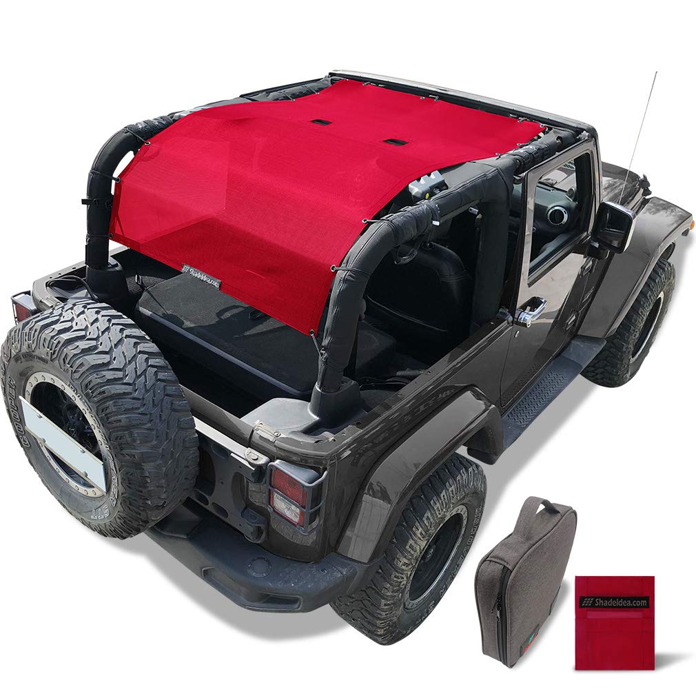 JK Sun Shade Top Compatible with Jeep Wrangler Sunshade Cherry Red