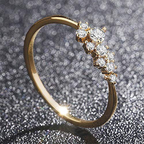 Simple 18k Gold plated Rings for Teen Girls White Studded Eternity Wedding Ring 925 Sterling Silver Plated Engagement Stackable Rings Women Fashion Jewelry Gift for her3