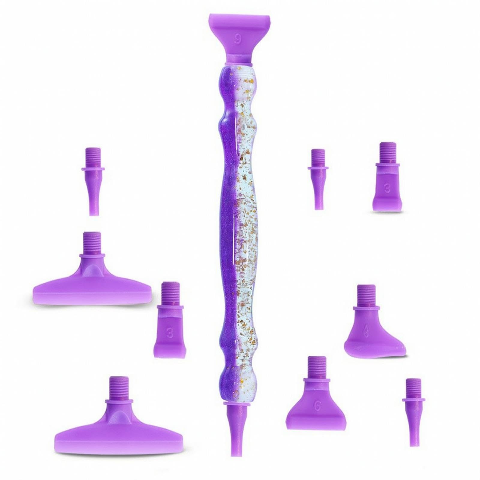 Dotting Pen with Interchangeable Heads Multi-Head Dotting Pen Glitter-Filled Craft Implements for Crafters, Hobbyists Purple 6-Head-image-44