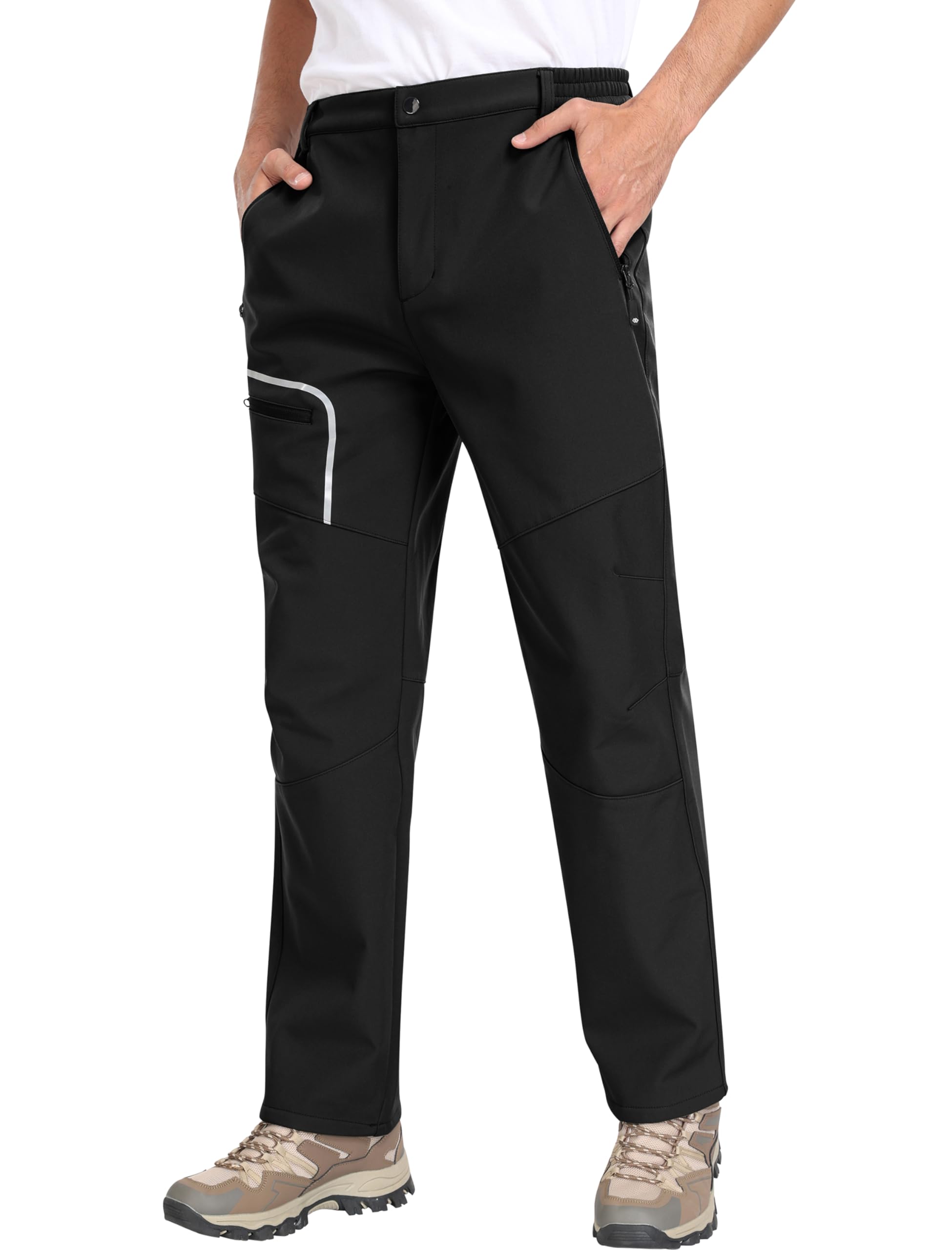 MoFiz Hombre Pantalones de Nieve Impermeables Montaña Softshell Pantalón Invierno Trekking Escalada Esquiar Cálidos Moto Pants