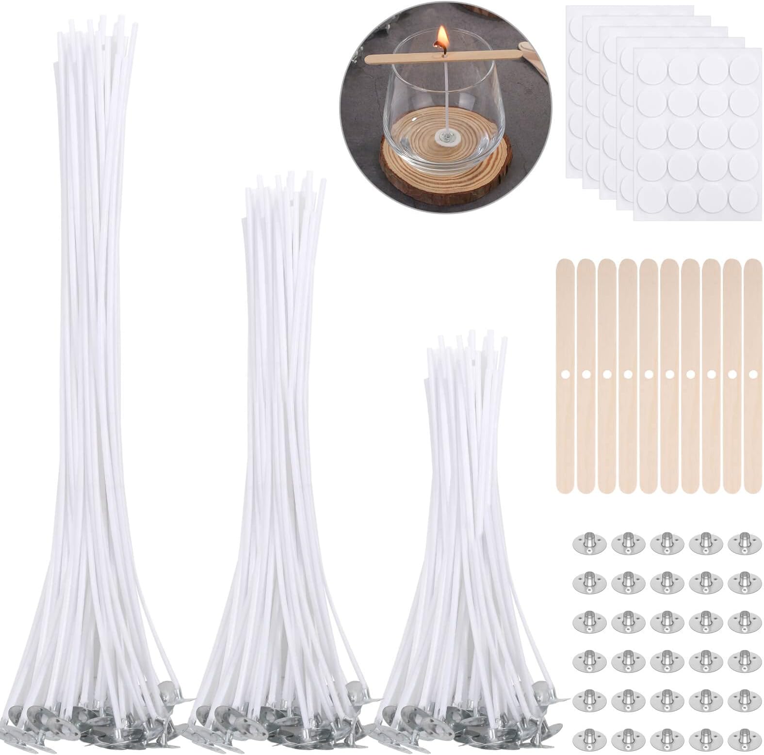 150 Pieces Candle Wicks, SMALUCK Natural Long Pre Waxed Wicks Candle