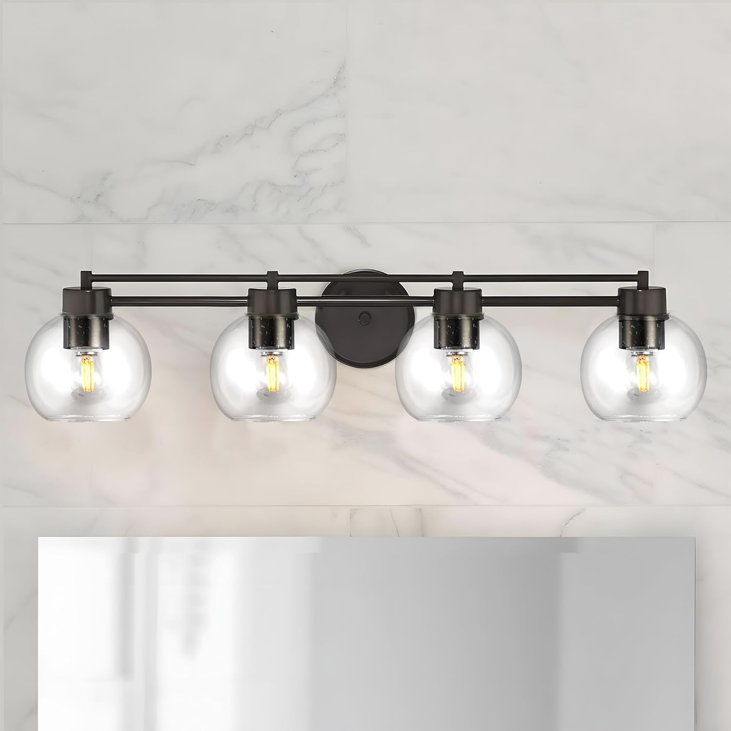 Handblown Clear Glass Globe Shade – 1.65" Fitter Opening – Replacement Lamp Shade for Pendant Lights, Chandeliers, Wall Sconces, Vanity & Ceiling Fixtures (3 Pack)