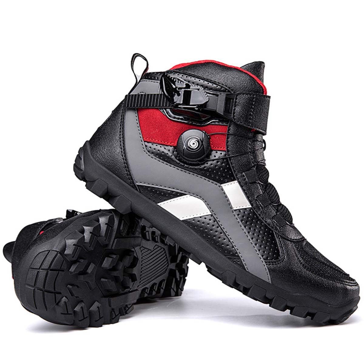 Zapatos de Moto para Hombre con Protectores Zapatos de Calle Motocicleta Reforzados, Cierre Rápido, Antideslizantes, Resistentes