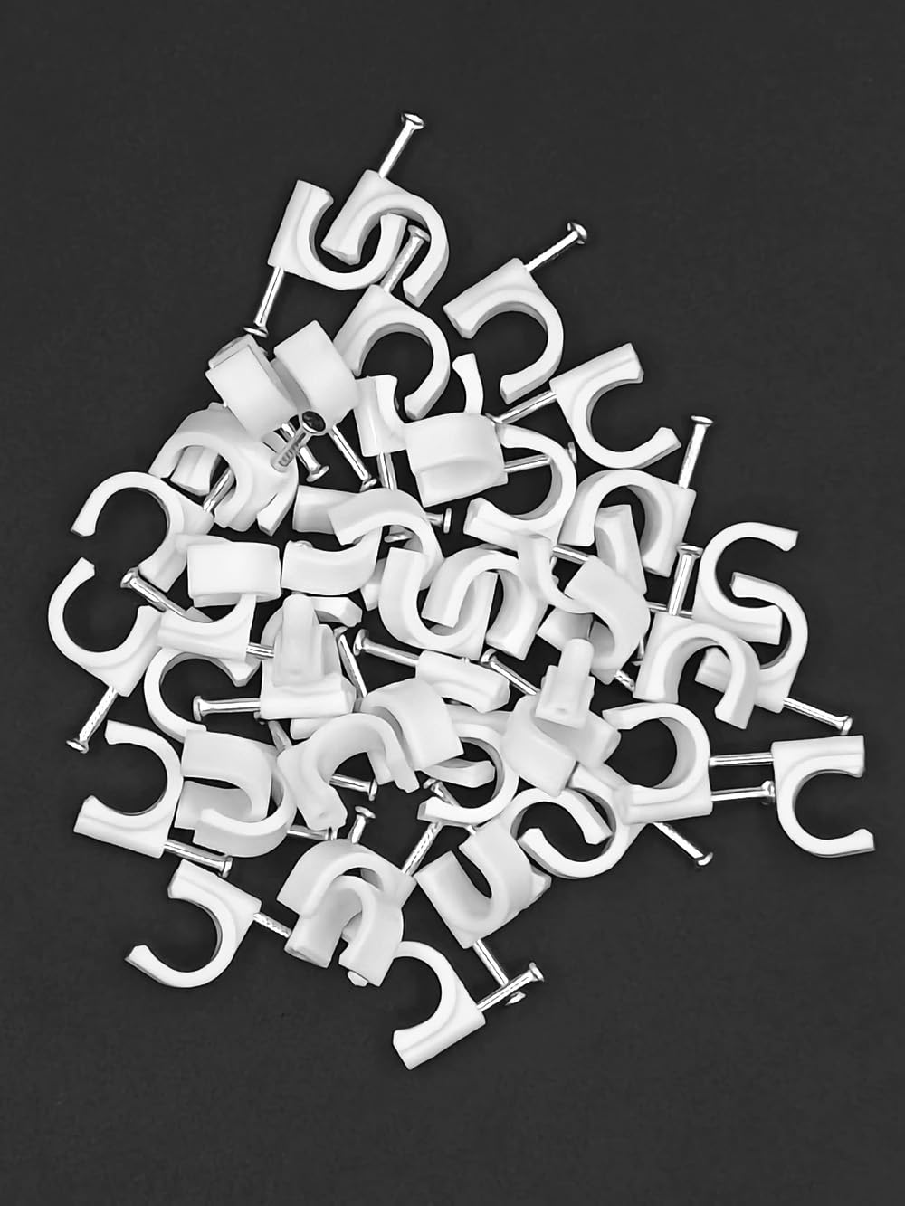 100PCS 10mm Cable Clips with Steel Nails,White Cable Wire Clips,for RG6 RG59 CAT6 RJ45