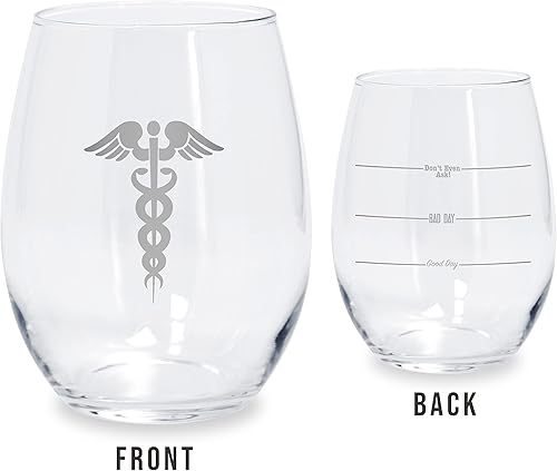 Miniatura 2 de Bad Bananas Don't Even Ask - Copa de vino sin tallo de 21 onzas con caduceo farmacéutico, regalo del Día Nacional del Médico para médicos,