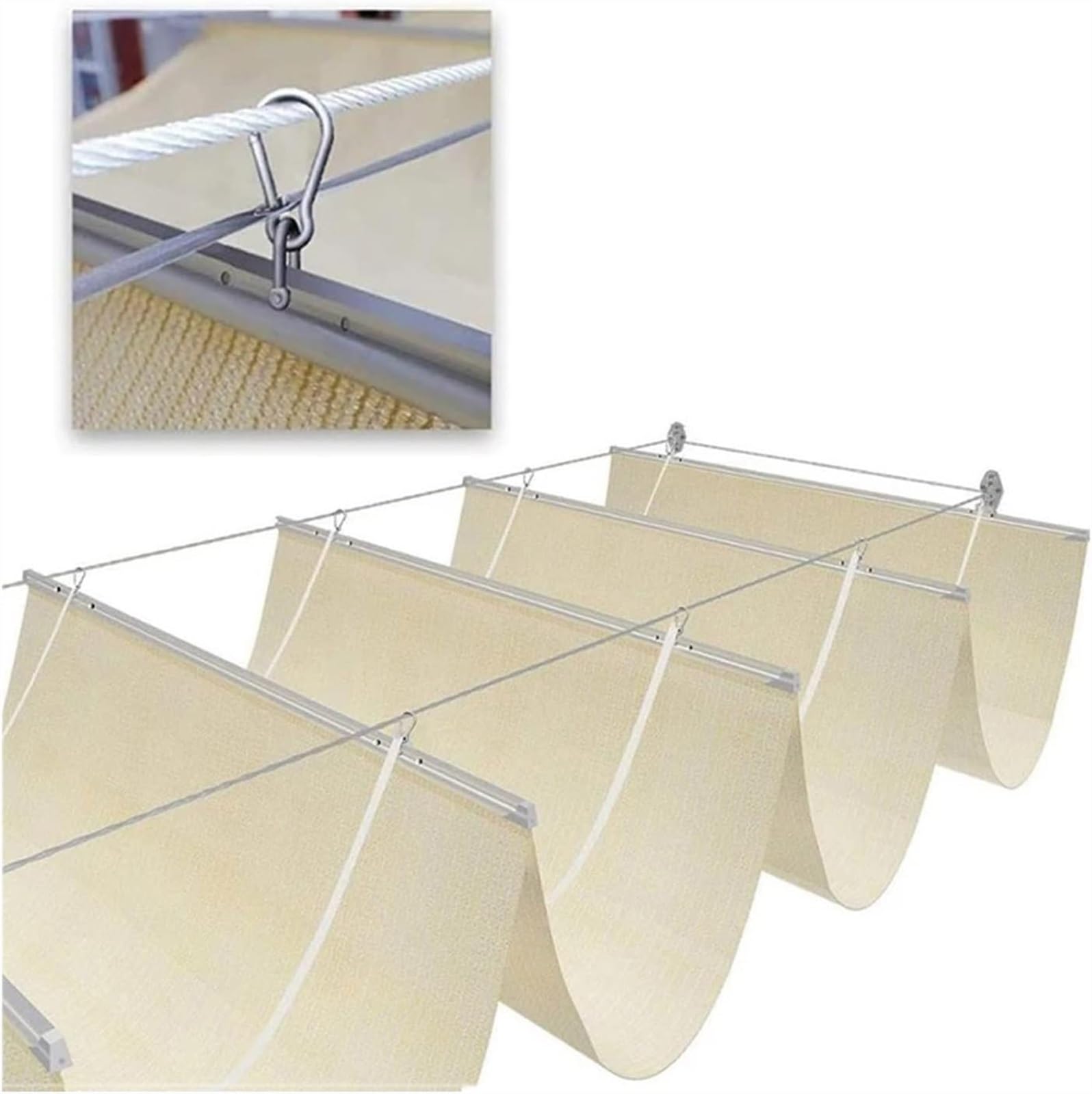Voiles d'ombrage ondulées rétractables en filet HDPE perméable pour extérieur