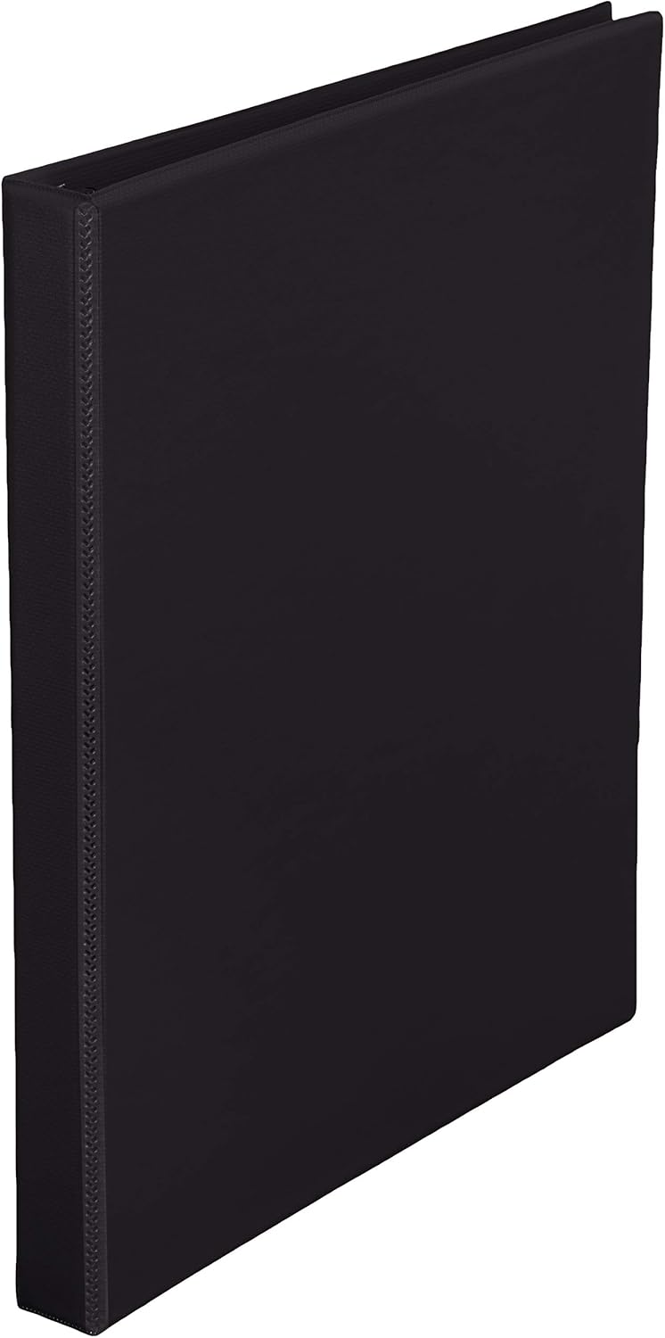 Amazon Basics 1/2 Inch, 3 Ring Binder, Round Ring, Customizable View Binder, Black, 12-Pack