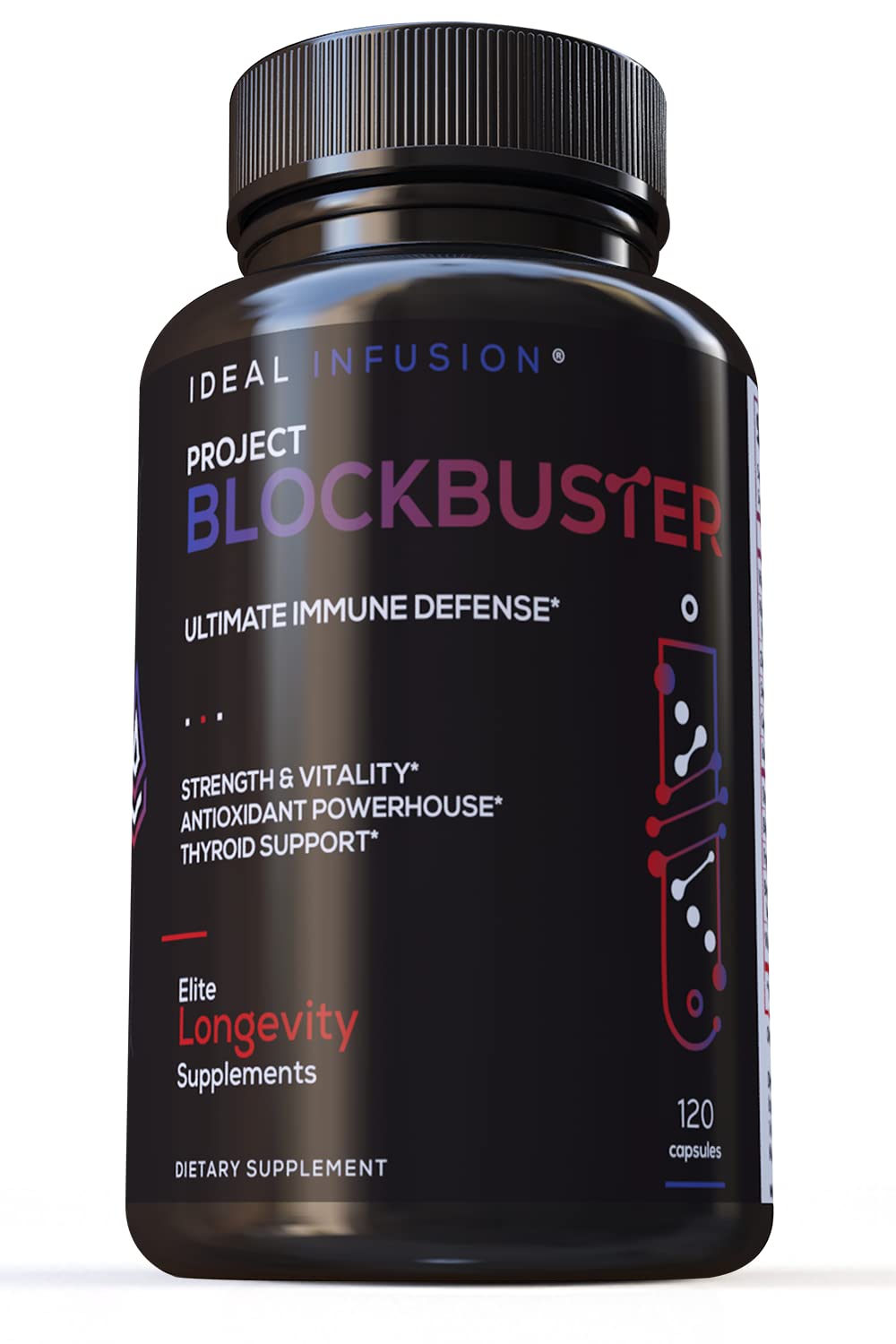 Ideal Infusion Extra Strength Immune System and Thyroid Support: Whole Food Formula - Elderberry with Zinc Cofactors, Quercetin Phytosome and Bromelain (60 Servings) Vegan
