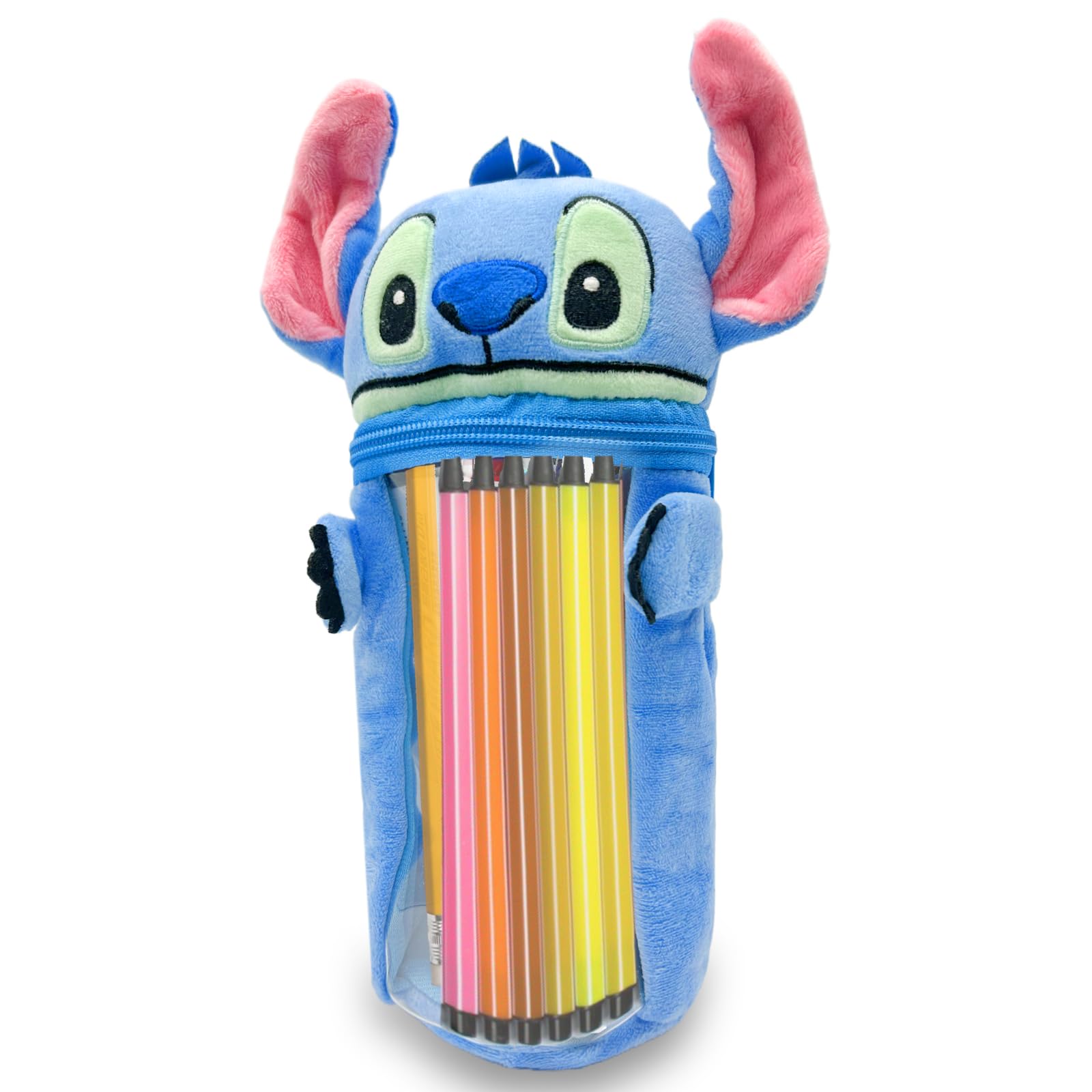 Estuche Stitch, Estuche Escolar Lilo Stitch, Estuches Escolares Niña, Estuche de Peluche Stitch, Estuche y Soporte Para Bolígrafos de Escritorio, Pencil Case Regalo Cumpleaños para Fans y Niños, Azul