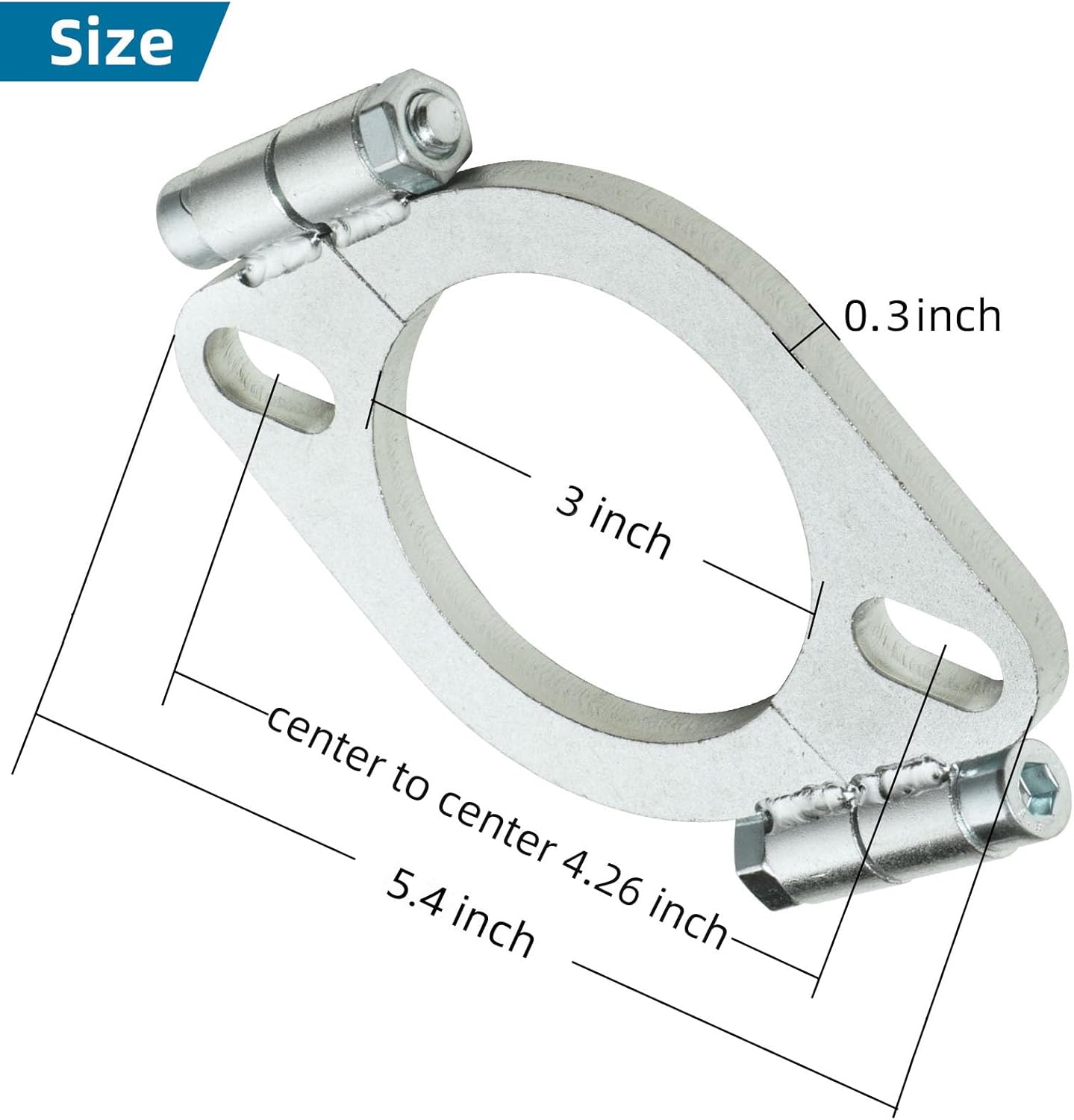 3 inch Split Flange Repair Kit, 2 Bolt 3"/76mm Exhaust Flange Flat Oval Split Flange Repair Replacement Kit, Pack of 2