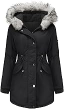 Vancavoo Women's Winter Coats Parka Long Hooded Jacket Thick Wool Coat with Pockets Zipper Warm Windproof Coat