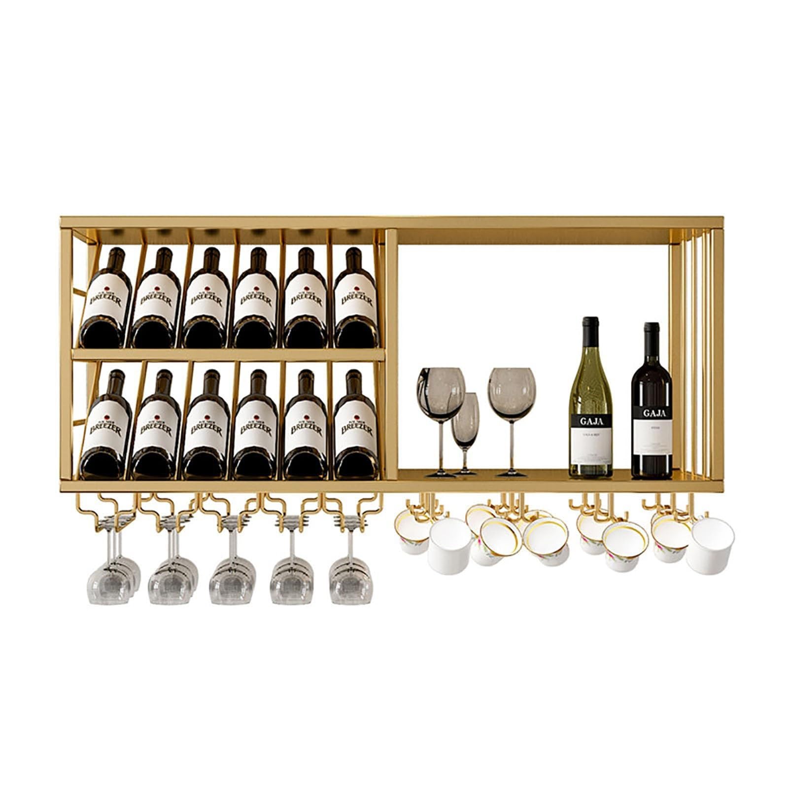 Étagère Bar Élégante en Fer Noir 100cm | Porte Bouteilles Mural Haut de Gamme