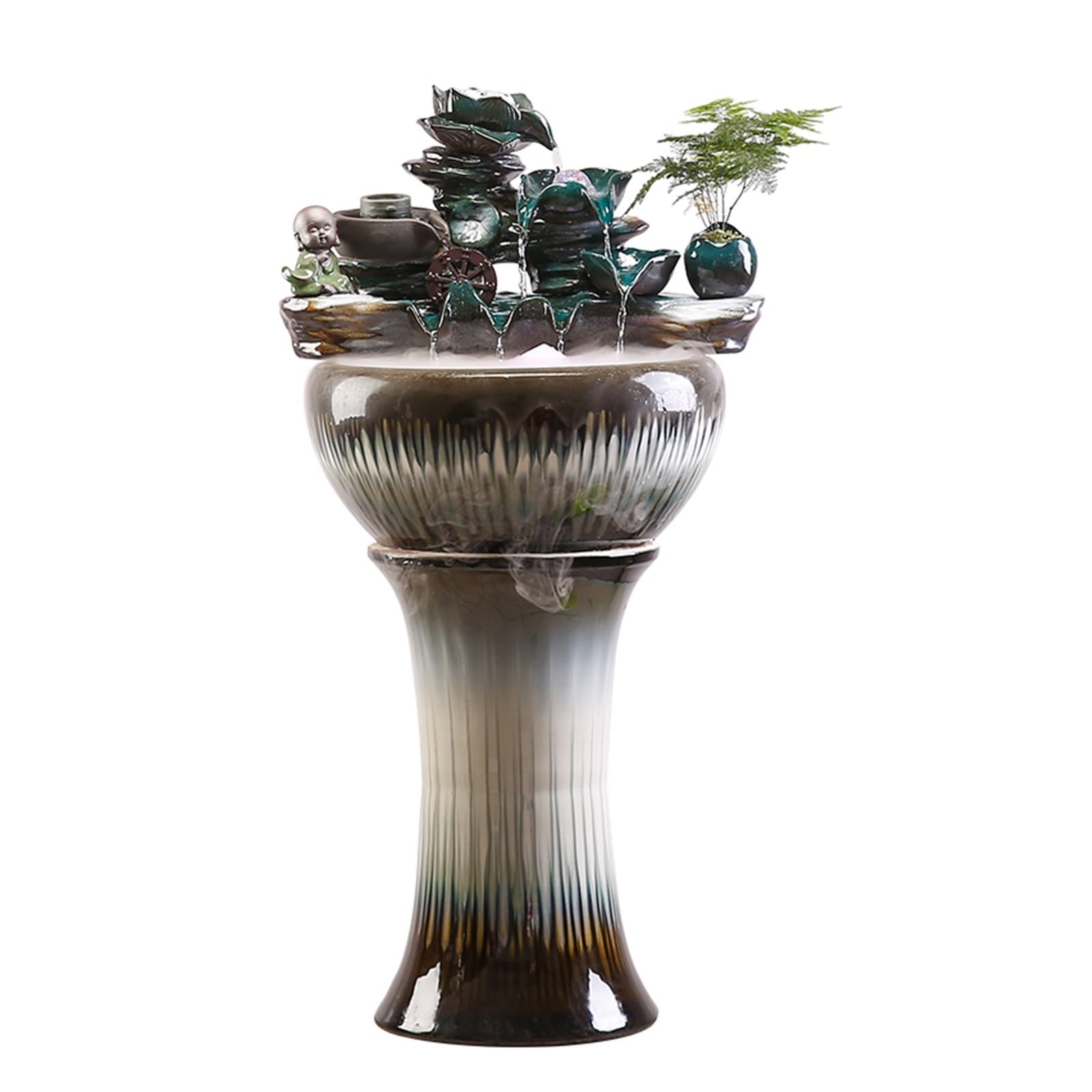 Indoor Floor Fountain New Chinese Indoor Floor Standing Fountain, Freestanding Fountain with Crystal Ball and Pump, Suitable for Office Bedroom Living Room Balcony Decoration Water Fountain