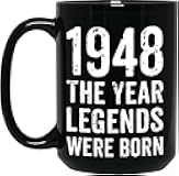 generic 1948 The Year Legends Were Born Coffee Mug - 1948 Gift - - Black - 15oz