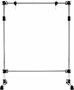 Straight Bar Gong Stand with Black Clamps, Rack Bars and Hooks (GPRGS-L)