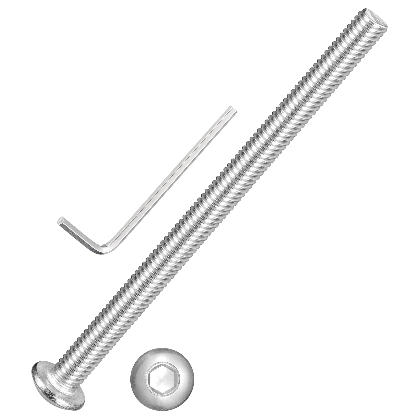 Kozelo 15pcs Button Head Socket Cap Screws-M4-0.7x60mm 18-8 Stainless Steel