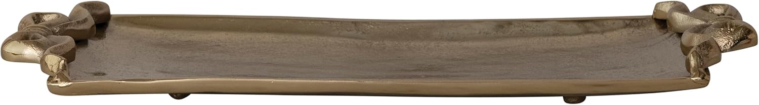 Creative Co-Op Cast Aluminum Rectangle Tray with Bow-Shaped Handles, Gold Finish