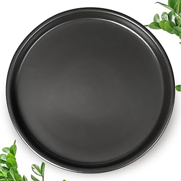 Plant Tray for Pots 10 Inch - Ceramic Plant Saucer for Indoors, Plant Drip Tray, Plant Plates to Catch Water, Flower Pot Saucer, Decorative Plant Drainage Tray, Black