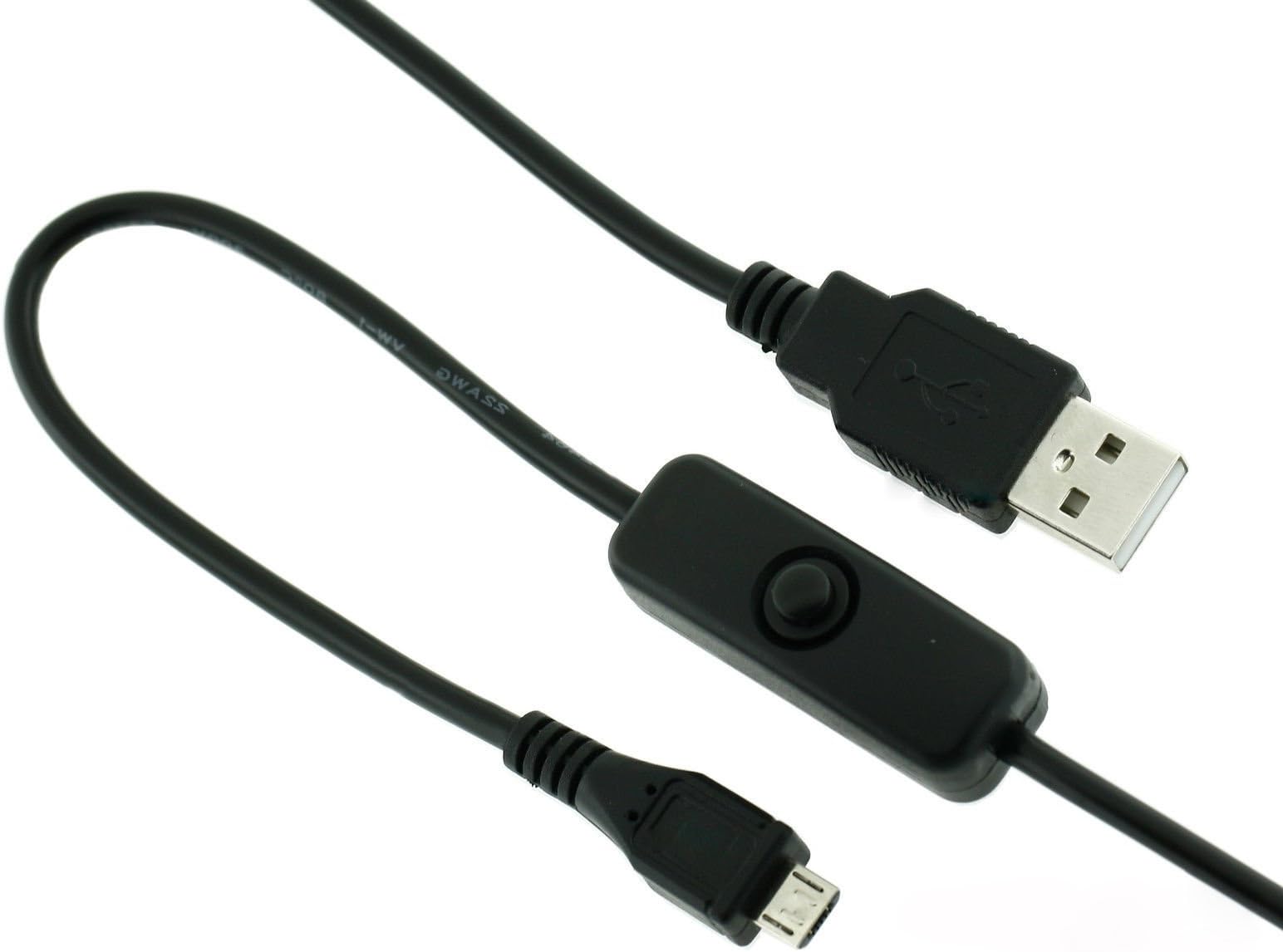 Raspberry Pi Micro USB Cable with ON/Off Switch - Easy Start/Reboot !