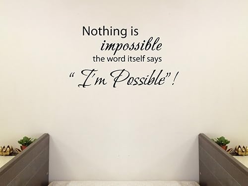 Miniatura 2 de Picniva Calcomanía de vinilo para pared, 28 x 16 pulgadas, color dorado (espejo cromado) Nada es imposible. The Word Itself says I'm Possible!