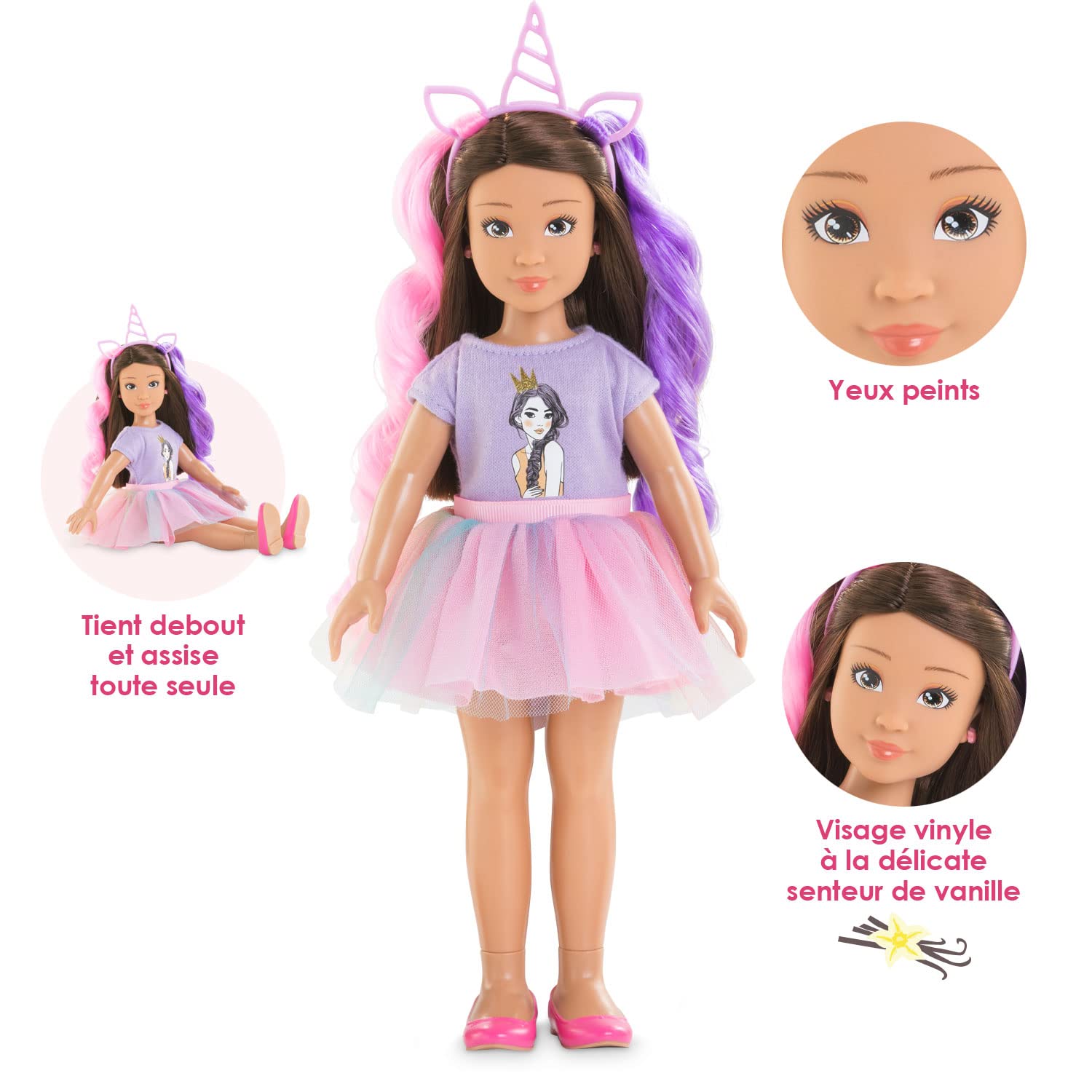 Corolle 9000600030, Girls Luna Unicorn Set, Dressing Doll in Summer Outfit with Dog, with Headband - Image 3