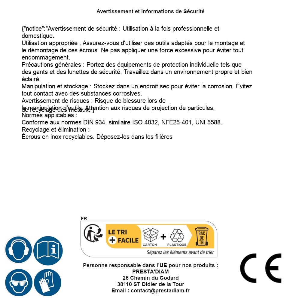 D-Work, 25 dadi esagonali, passo a sinistra, M2,5 mm, DIN 934, acciaio inox A4